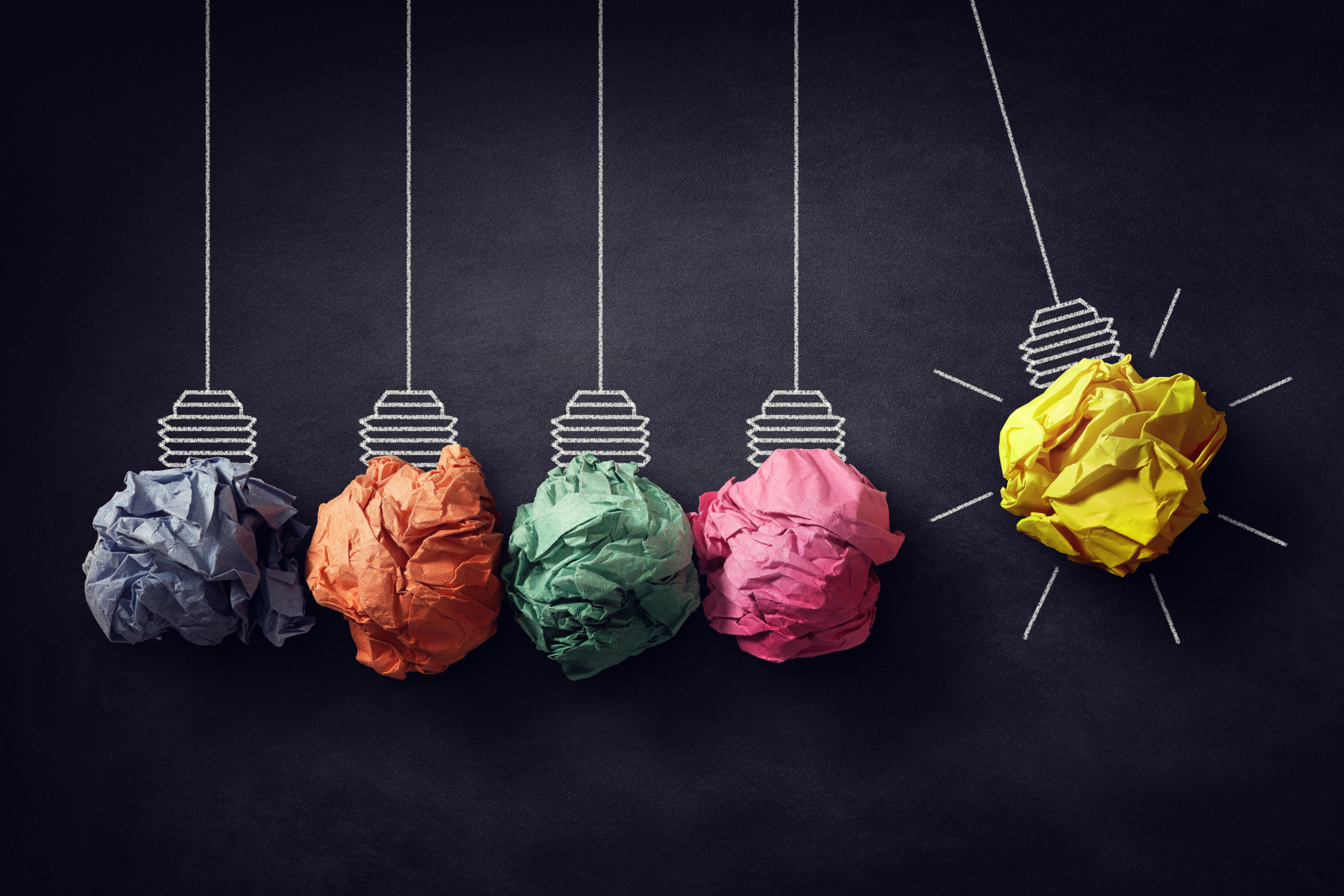 Colorful learning ideas on a blackboard